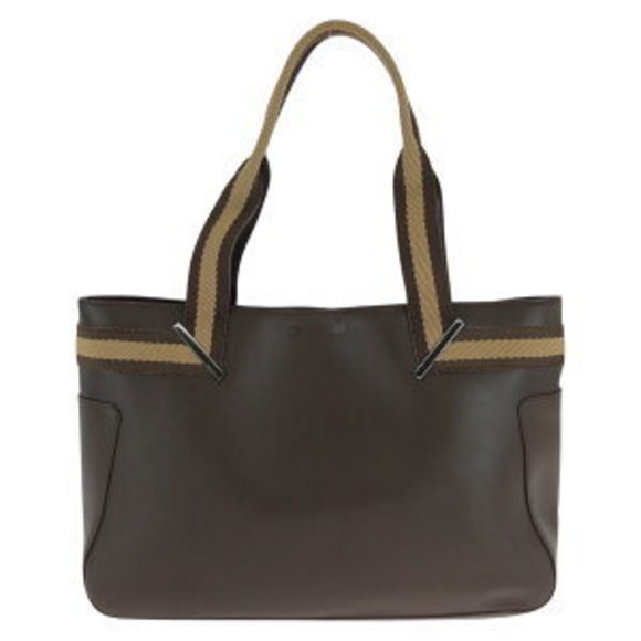 GUCCI Sherry Line Brown Beige Leather Tote Bag - Picture 1 of 9
